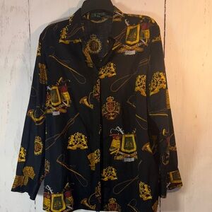 Lauren Ralph Lauren 1X Classic Black and Gold Blouse